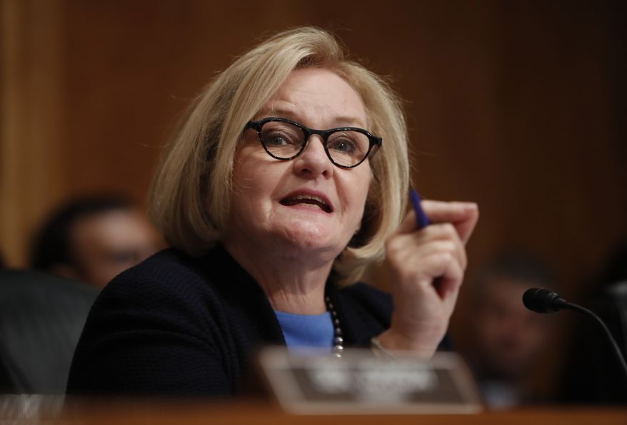 Sen. Claire McCaskill, D-Mo., speaks during a hearing on Capitol Hill in Washington, Tuesday, Sept. 18, 2018. (AP Photo/Pablo Martinez Monsivais)