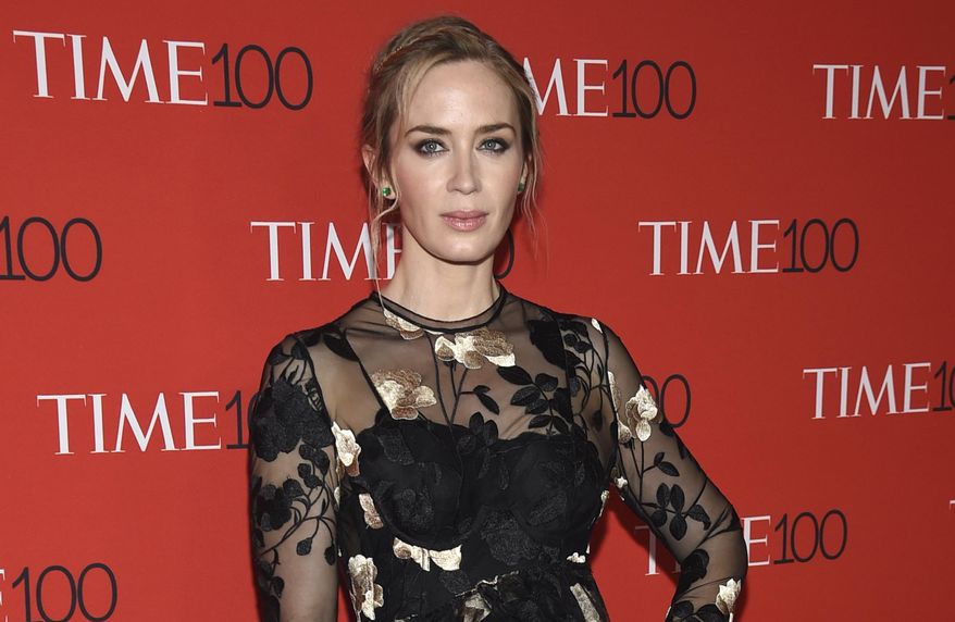 FILE - In this April 24, 2018, file photo, Emily Blunt attends the Time 100 Gala celebrating the 100 most influential people in the world at Frederick P. Rose Hall, Jazz at Lincoln Center in New York. Disney on Monday, Sept. 17, released the new trailer for “Mary Poppins Returns.” The musical sequel stars Blunt in the role made famous by Julie Andrews in 1964. (Photo by Evan Agostini/Invision/AP, File)