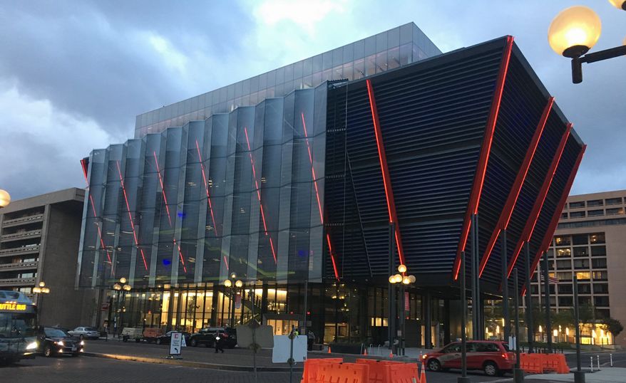 The new International Spy Museum is scheduled to open in the spring. Located at L'Enfant Plaza, the $162 million, 140,000-square-foot building will feature immersive exhibit space for interactive learning and exhibits. (Photographs by Gabe LaMonica/Special to The Washington Times)
