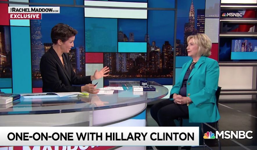Hillary Clinton stressed the importance of due process after MSNBC host Rachel Maddow compared the sexual assault allegation against Supreme Court nominee Brett Kavanaugh to the multiple allegations former President Bill Clinton faced while in office. (MSNBC)