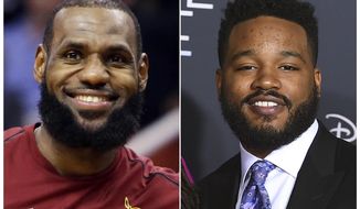 This combination photo shows Cleveland Cavaliers forward LeBron James during an NBA basketball game against the Phoenix Suns in Phoenix on March 13, 2018, left, and filmmaker Ryan Coogler at the world premiere of &amp;quot;A Wrinkle in Time&amp;quot; in Los Angeles on Feb. 26, 2018. James’ production company SpringHill Entertainment tweeted Wednesday that Coogler will produce &amp;quot;Space Jam 2,&amp;quot; the sequel to the 1996 movie that featured Michael Jordan alongside Warner Bros.’ animated characters. “Random Acts of Flyness” creator Terence Nance will direct James in the film. (AP Photo)