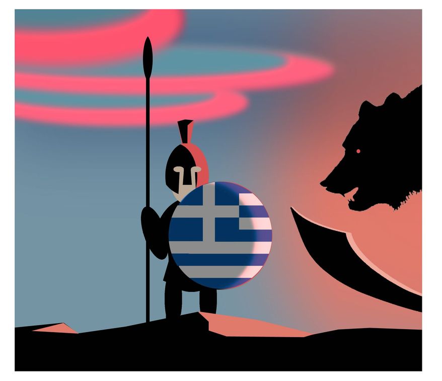 Illustration on the new importance of Greece in NATO by ALexander Hunter/The Washington Times