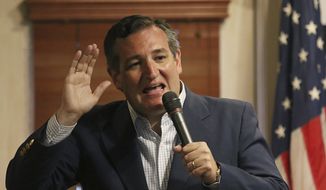 In this Aug. 25, 2018, file photo, Republican U.S. Sen. Ted Cruz speaks on a variety of topics at the Barn Door Steakhouse in Odessa, Texas. (Jacob Ford/Odessa American via AP, File)