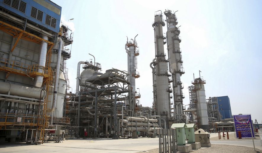 This Sept. 4, 2018, file photo, released by an official website of the Office of the Iranian Presidency, shows a part of the Pardis petrochemical complex facilities in Assalouyeh on the northern coast of the Persian Gulf, Iran. Bijan Zanganeh, Iran&#39;s oil minister, said the United States will not succeed in its plans to halt Iranian crude exports even as he acknowledged that South Korea has stopped buying oil from Tehran, Iranian media reported on Monday, Sept. 24, 2018. (Iranian Presidency Office via AP, File)