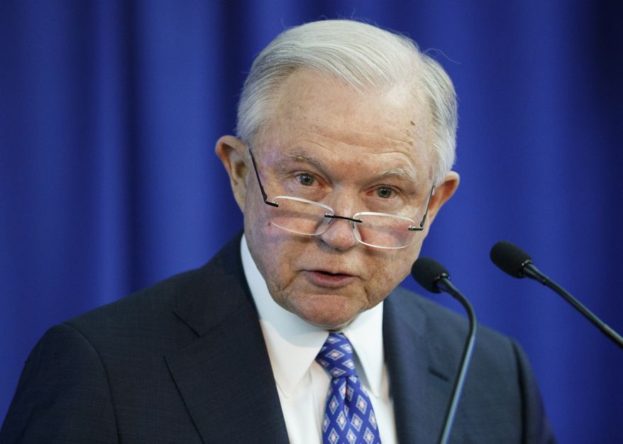 Attorney General Jeff Sessions speaks during the Office of Justice Programs' National Institute of Justice Opioid Research Summit in Washington, Tuesday, Sept. 25. (AP Photo/Carolyn Kaster)