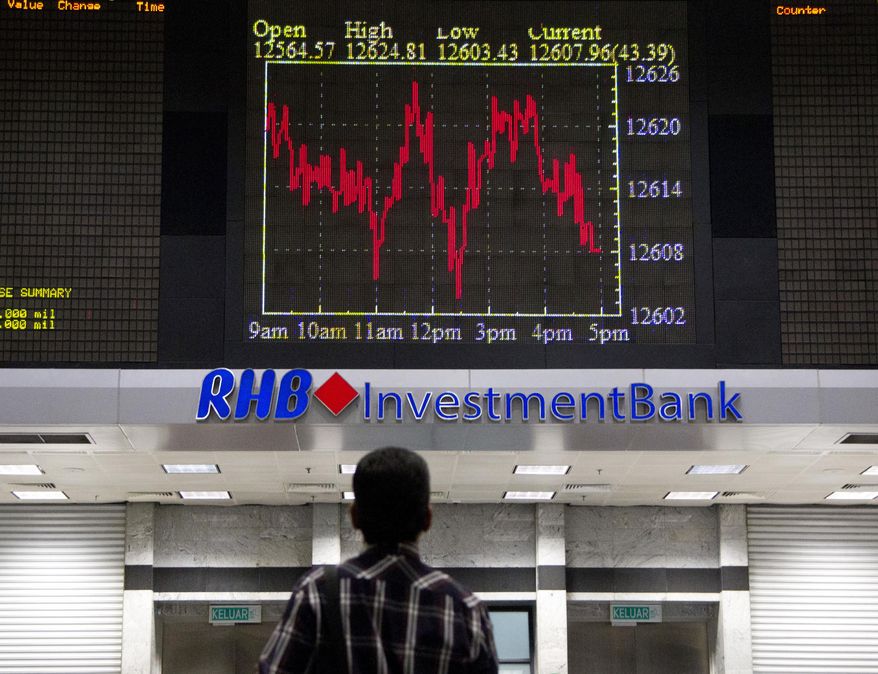 An investor walks in front of trading boards at a private stock market gallery in Kuala Lumpur, Malaysia, Wednesday, Sept. 26, 2018. Asian markets rose on Wednesday as traders waited for the U.S. Federal Reserve to raise interest rates for the third time this year, a signal that the country’s economic growth was on track. (AP Photo/Yam G-Jun)