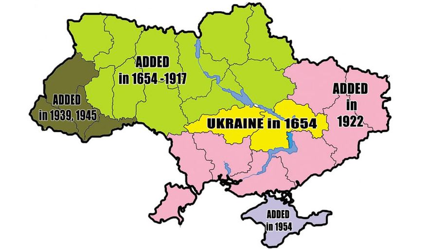 Map of the roots of Ukrainian crisis from 1654 to present