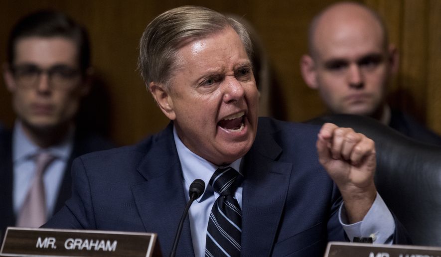 Sen. Lindsey Graham,South Carolina Republican, lashed out at Democrats as he defended Supreme Court nominee Brett M. Kavanaugh at a Senate Judiciary Committee hearing. (Associated Press/File)