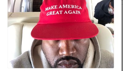 Entertainer and entrepreneur Kanye West sports a &quot;MAGA&quot; hat in a tweet published Sept. 30, 2018. His attached message regarding the Trump administration and American culture prompted actor Chris Evans to call him &quot;retrogressive&quot; and &quot;terrifying.&quot; (Image: Twitter, Kanye West) ** FILE **