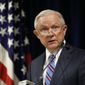 Attorney General Jeff Sessions speaks during a press conference Tuesday, Oct. 2, 2018, at the U.S. Attorney&#39;s Office in Columbus, Ohio, where he announced federal racketeering charges against 19 alleged gang members in Ohio in a conspiracy involving murder, attempted murder and drug trafficking. (Adam Cairns/The Columbus Dispatch via AP)
