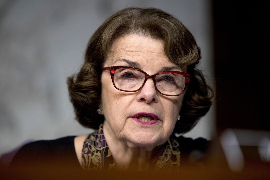 ADVANCE FOR RELEASE SATURDAY, OCT. 6, 2018, AND THEREAFTER - FILE - In this Oct. 31, 2017, file photo, U.S. Sen. Dianne Feinstein, D-Calif., speaks during a Senate Committee on the Judiciary, Subcommittee on Crime and Terrorism hearing on Capitol Hill in Washington. Feinstein is being challenged for her seat by fellow Democrat, state Sen. Kevin de Leon, in the upcoming California election. (AP Photo/Andrew Harnik, File)