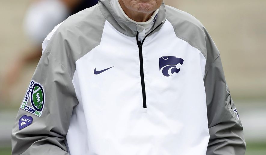 Kansas State head coach Bill Snyder looks on from the sideline at the start of a college football game against Texas in Manhattan, Kan., Saturday, Sept. 29, 2018. (AP Photo/Colin E. Braley)