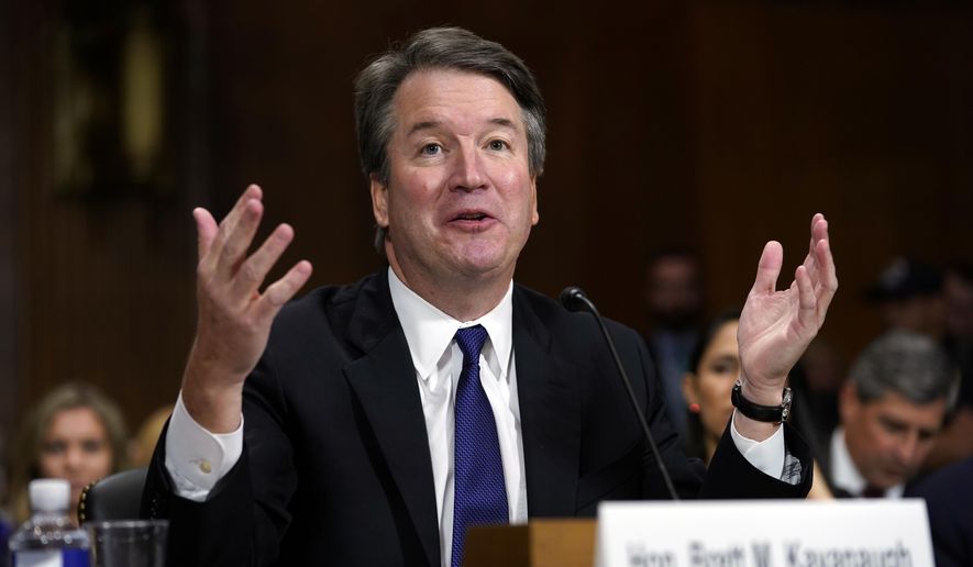 Supreme Court nominee Brett Kavanaugh testifies before the Senate Judiciary Committee on Capitol Hill in Washington, Thursday, Sept. 27, 2018. (AP Photo/Andrew Harnik, Pool) ** FILE **