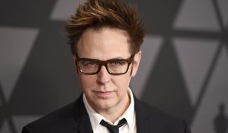 FILE - In this Nov. 11, 2017 file photo, director James Gunn arrives at the 9th annual Governors Awards in Los Angeles. Warner Bros. on Tuesday confirmed that Gunn will write the script to the studio’s next “Suicide Squad” installment. In July, Disney fired Gunn from the “Guardians” franchise he shepherded after jokes he wrote involving rape and pedophilia on Twitter from 2009-2012 resurfaced. (Photo by Jordan Strauss/Invision/AP, File)