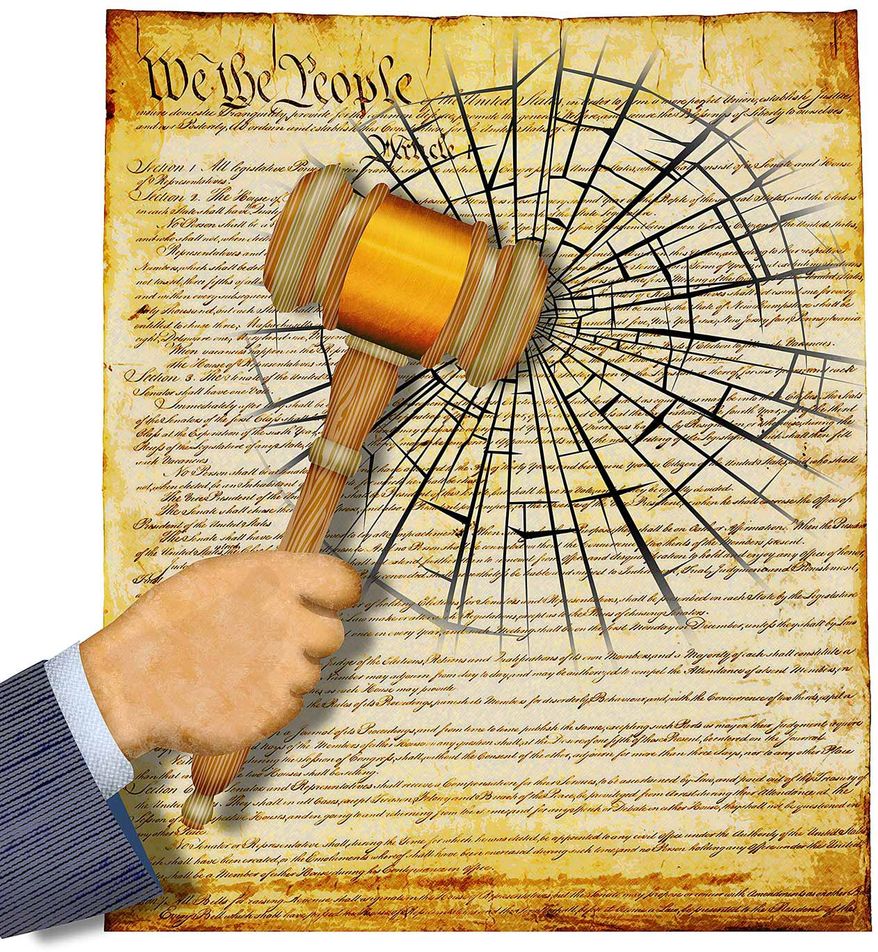 Adjudicating the Constitution Illustration by Greg Groesch/The Washington Times