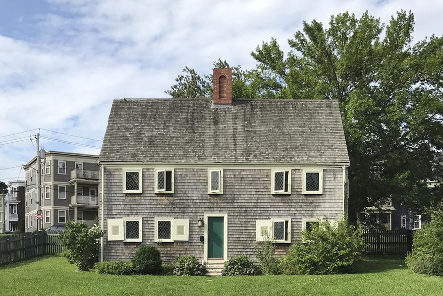 This 2018 photo provided by Tracee Herbaugh shows the exterior of the James Blake House, located in Boston's Dorchester neighborhood. The house, built in 1661, listed as the oldest in Boston. (Tracee Herbaugh via AP)