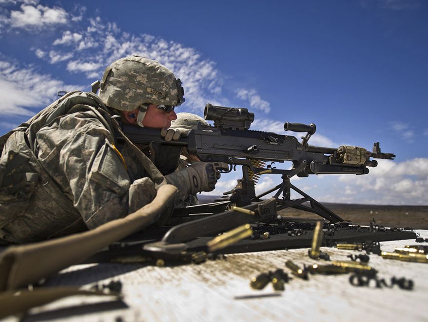 M240L Medium Machine Gun - U.S. Army Spc. Geoffery Lovan, Alpha Company, 1st Battalion, 21st Infantry Regiment, 2nd Stryker Brigade Combat Team, 25 Infantry Division, Schofield Barracks, Hawaii fires a M240L Medium Machine Gun Sept. 19, 2012, at Pohakuloa Training Area (PTA), on Hawaii's Big Island. Soldiers from 1st Battalion, 21st Infantry Regiment, are conducting a month-long exercise at PTA which is focused on platoon level collective training with enabler integration. The training will culminate in a combined arms live fire exercise later this month. (Department of Defense photo by U.S. Air Force Tech. Sgt. Michael R. Holzworth/Released)