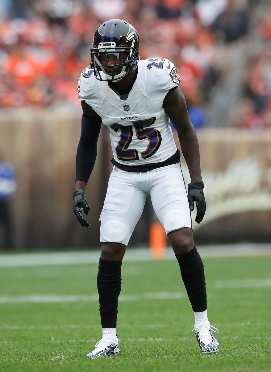 Baltimore Ravens cornerback Tavon Young missed all of last season with a torn ACL. Young has started in two of the Ravens&#x27; first six games. (ASSOCIATED PRESS)