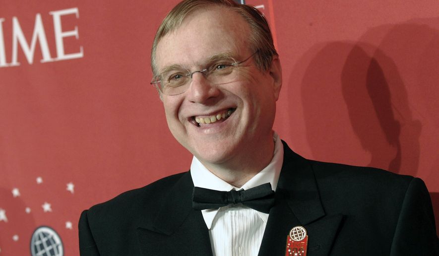 FILE - In this May 8, 2008 file photo, Vulcan Inc. Founder and Chairman Paul Allen attends Time&#39;s 100 Most Influential People in the World Gala in New York. Allen, billionaire owner of the Trail Blazers and the Seattle Seahawks and Microsoft co-founder, died Monday, Oct. 15, 2018 at age 65. Earlier this month Allen said the cancer he was treated for in 2009, non-Hodgkin’s lymphoma, had returned.   (AP Photo/Evan Agostini, File)