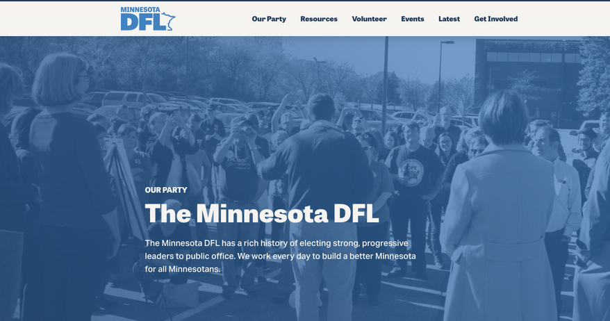 Screenshot of the Minnesota Democratic-Farmer-Labor Party's Website.