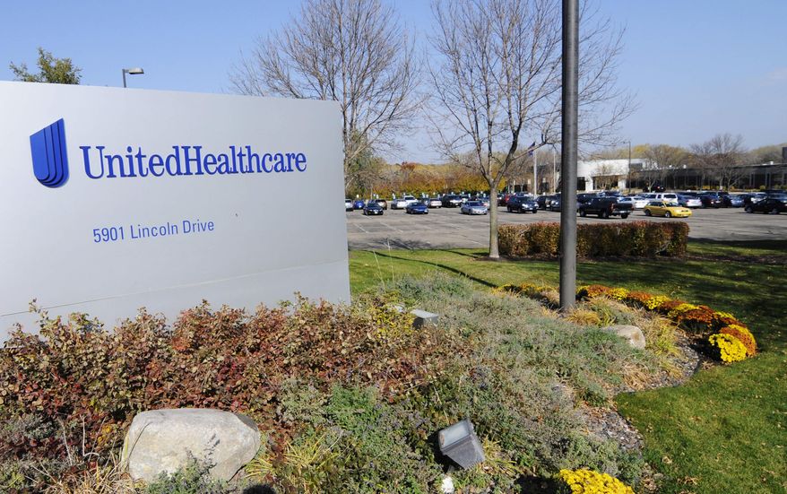 FILE - This Oct. 16, 2012, file photo, shows part of the UnitedHealth Group, Inc. campus in Minnetonka, Minn. UnitedHealth Group Inc. reports earnings Tuesday, Oct. 16, 2018. (AP Photo/Jim Mone, File)