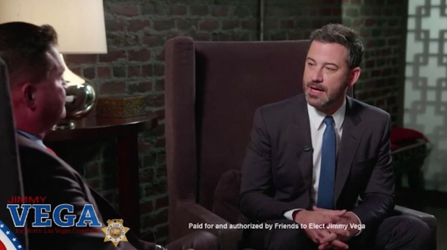Late-night comedian Jimmy Kimmel appeared in a campaign video Monday endorsing Republican candidate and longtime friend Jimmy Vega for North Las Vegas Constable. (Friends to Elect Jimmy Vega)