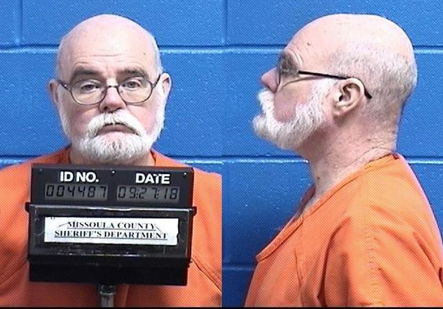 This Sept. 27, 2018 booking photo provided by Missoula County Sheriff's Office shows Eric Franklin Rosser. Rosser, 66, who has served a federal prison term for a child pornography case with roots in Thailand and Indiana, pleaded guilty to accessing the internet to view child pornography while on a bus traveling through Montana last summer. The former keyboardist for rocker John Mellencamp who was once on the FBI's Most Wanted list said he cashed out his life savings and was fleeing Washington state at the time of his arrest because he was charged with violating the terms of his supervised release in the Indiana case. Rosser faces at least 10 years in prison when he is sentenced in January. (Missoula County Sheriff's Office via AP)