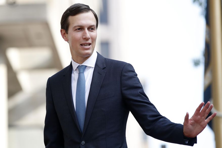 FILE - In this Aug. 29, 2018 photo, White House Adviser Jared Kushner waves as he arrives at the Office of the United States Trade Representative for talks on trade with Canada, in Washington. CBS News said Wednesday, Oct. 17 a Secret Service agent blocked one of its correspondents from asking Kushner a question when he was walking out of an airplane, saying there was a &amp;quot;time and a place&amp;quot; for such interactions. CBS said reporter Errol Barnett showed a press credential and attempted to ask a question about Saudi writer Jamal Khashoggi. (AP Photo/Jacquelyn Martin, File)