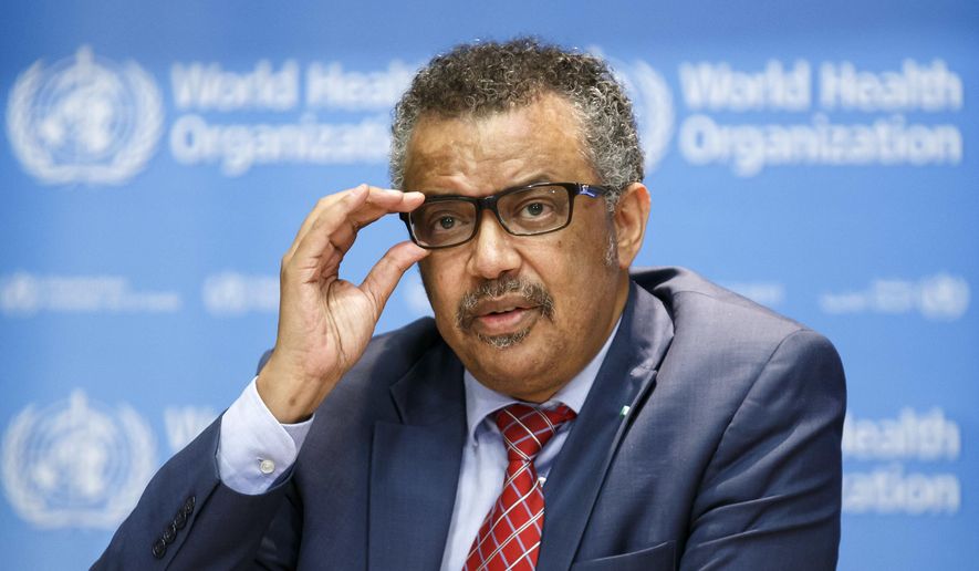 Tedros Adhanom Ghebreyesus, Director General of the World Health Organization (WHO), speaks to the media after the International Health Regulations Emergency Committee on Ebola in Congo, in Geneva, Switzerland, Wednesday, Oct. 17, 2018. The World Health Organization says it is “deeply concerned” by the ongoing Ebola outbreak in Congo but the situation does not yet warrant being declared a global emergency. (Salvatore Di Nolfi/Keystone via AP)