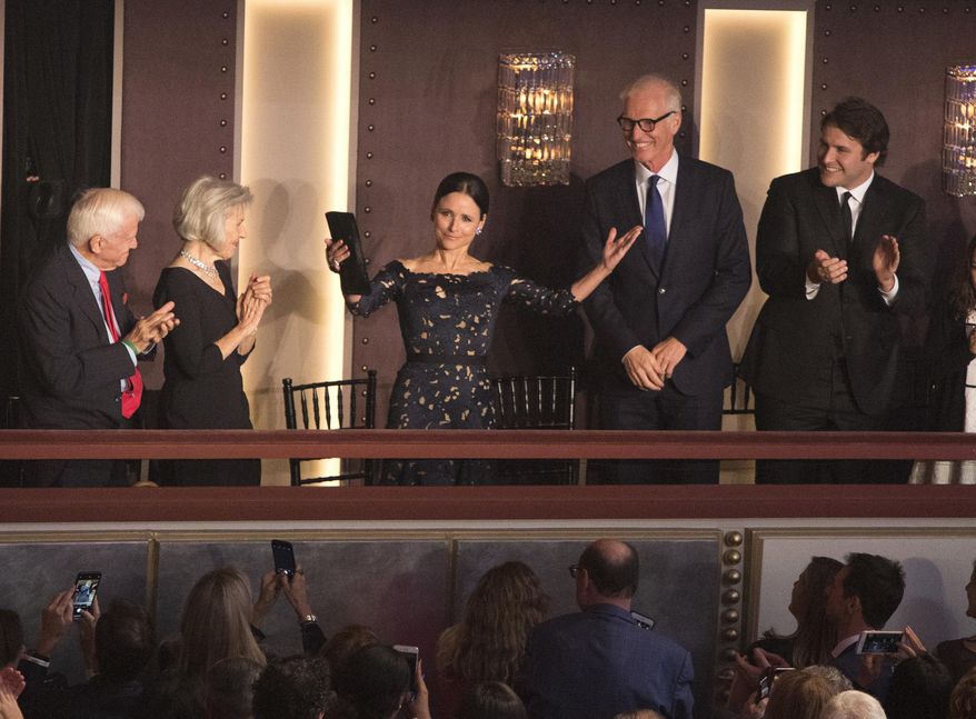 Julia Louis-Dreyfus is honored with the Mark Twain Prize for American Humor at the Kennedy Center for the Performing Arts on Sunday, Oct. 21, 2018, in Washington, D.C. (Photo by Owen Sweeney/Invision/AP)