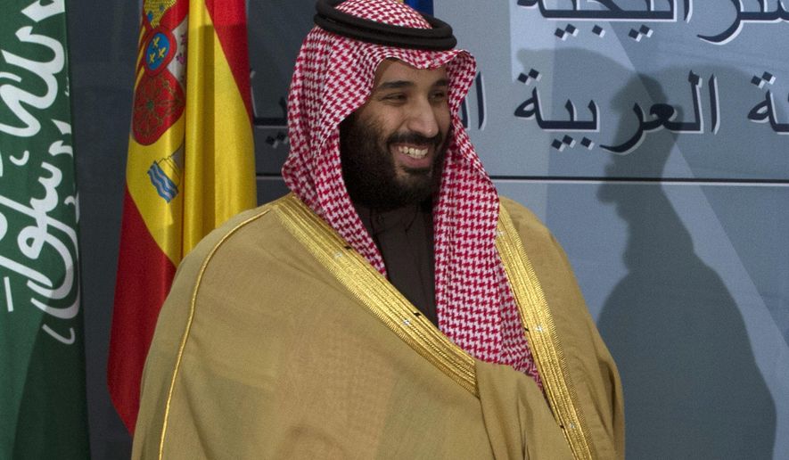 FILE - In this April 12, 2018, file photo, Saudi Crown Prince Mohammed bin Salman prepares to leave after a signing ceremony with Spain&#x27;s Prime Minister Mariano Rajoy in Madrid, Spain. The killing of Saudi journalist Jamal Khashoggi at the kingdom’s consulate in Istanbul on Oct. 2, 2018, is unlikely to halt Salman’s rise to power, but could cause irreparable harm to relations with Western governments and businesses, potentially endangering his ambitious reform plans. (AP Photo/Paul White, File)