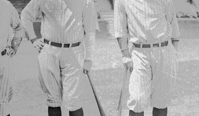 9. Lou Gehrig and Babe Ruth, New York Yankees (1928) Ruth went 10-for-16 with three doubles and nine runs scored. He homered three times in Game 4. Gehrig reached base 12 times in 17 plate appearances with four home runs and drove in nine runs. Gehrig&#39;s 1.727 slugging percentage is the best in World Series history.   Home run king Babe Ruth of the New York Yankees and Lou Gehrig, June 1927 in New York.  (AP Photo)