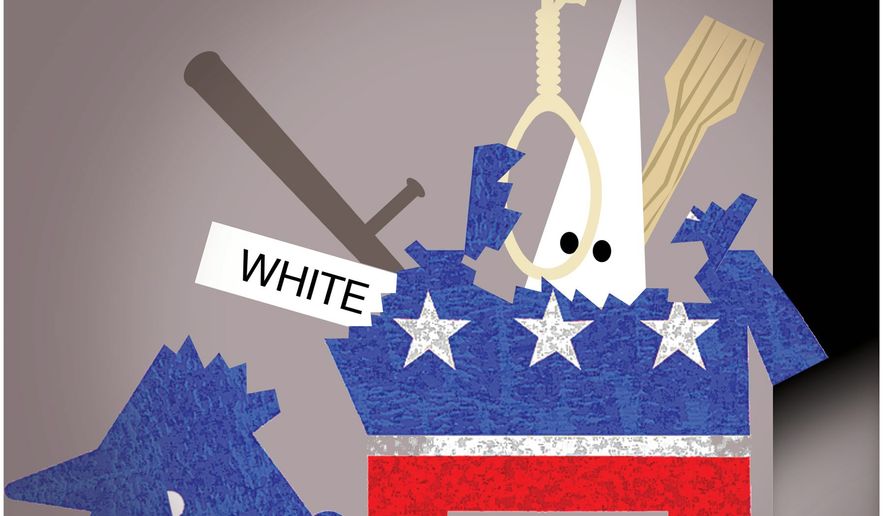 Illustration on Democrat party roots being exposed under pressure by Alexander Hunter/The Washington Times