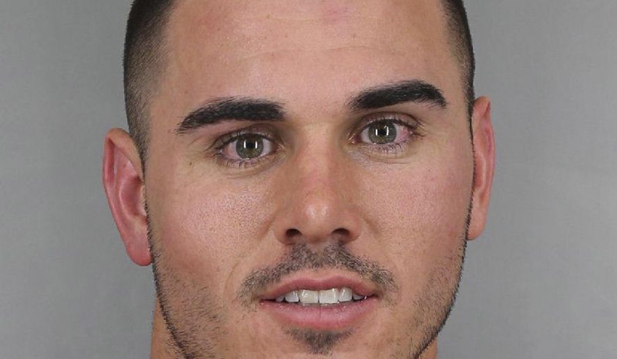 In this undated photo provided by the Arapahoe County Sheriff's Office is Chad Kelly. Engelwood, Colorado police say the Denver Broncos' backup quarterback was arrested early Tuesday, Oct. 23, 2018, on suspicion of criminal trespass into a home in Englewood. (Arapahoe County Sheriff's Office via AP)