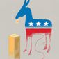 Illustration on the last minute gambits of the Democrat Party approaching the mid-term elections by Linas Garsys/The Washington Times