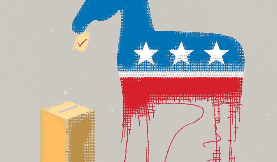 Illustration on the last minute gambits of the Democrat Party approaching the mid-term elections by Linas Garsys/The Washington Times