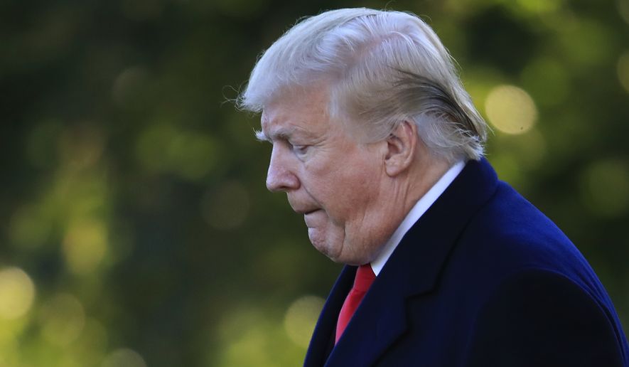 President Donald Trump leaves the White House in Washington, Wednesday, Oct. 24, 2018, to attend a campaign rally in Mosinee, Wis. (AP Photo/Manuel Balce Ceneta)