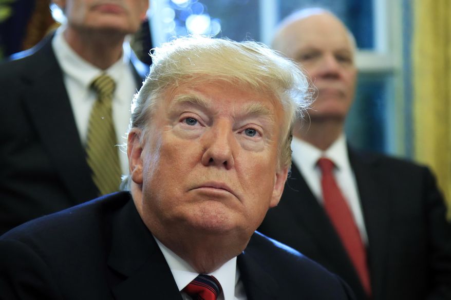 President Donald Trump speaks following a ceremony signing the "America's Water Infrastructure Act of 2018" into law in the Oval Office at the White House in Washington, Tuesday, Oct. 23, 2018. (AP Photo/Manuel Balce Ceneta)