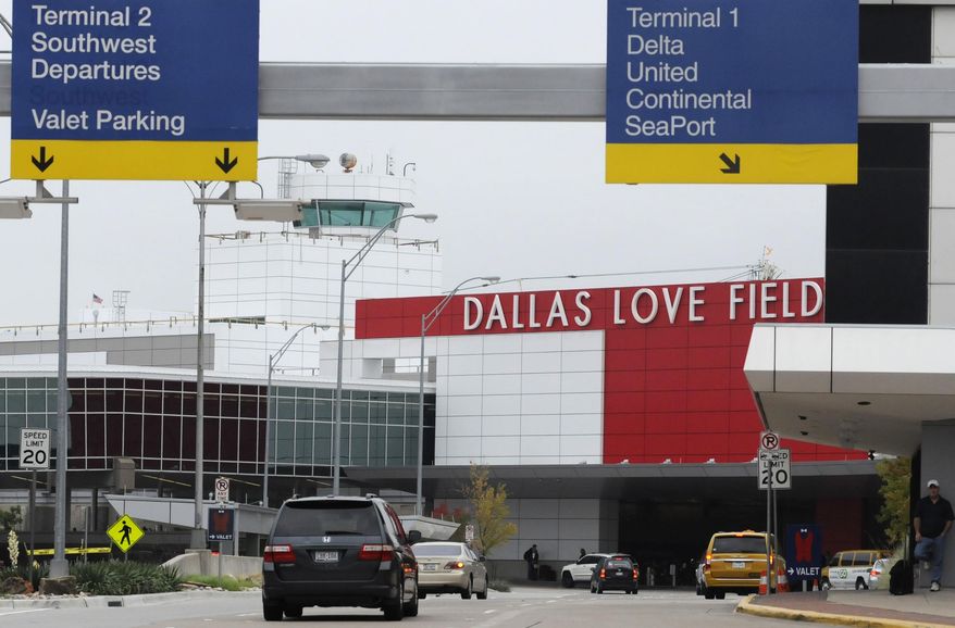 FILE - This Oct. 29, 2013, file photo, shows Dallas' Love Field airpot. Love Field in November will open a third parking garage and add 5,000 spaces at the city-owned airport. (AP Photo/Benny Snyder, File)