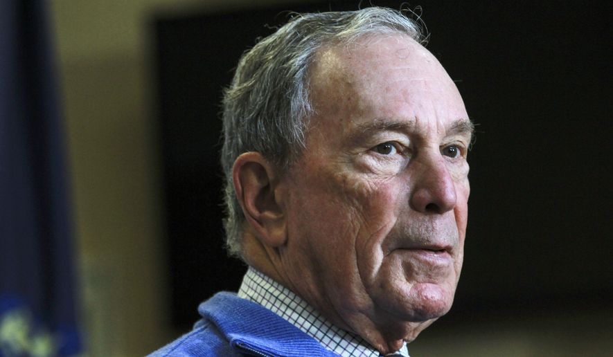 FILE - In this Oct. 13, 2018 file photo, former New York City Mayor Michael Bloomberg speaks at a Moms Demand Action gun safety rally at City Hall in Nashua, N.H. A political committee backed by billionaire and former New York City Mayor Michael Bloomberg is spending nearly $9 million to help two Democrats in tight congressional races against Southern California Republican incumbents. Federal records Thursday, Oct. 25, 2018 show Independence USA is spending more than $4 million on TV ads opposing Rep. Dana Rohrabacher in Orange County's 48th District. (AP Photo/Cheryl Senter, File)