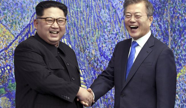 Many South Korean conservatives are deeply skeptical of South Korean President Moon Jae-in&#x27;s rapid outreach to North Korea&#x27;s Kim Jong-un after decades of hostility and threats.  (Korea Summit Press Pool via AP. Pool, File)