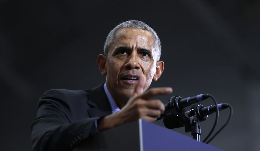 Former President Barack Obama speaks during a rally in Detroit Friday, Oct. 26, 2018. (AP Photo/Paul Sancya) **FILE**