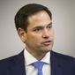 U.S. Sen. Marco Rubio speaks to reporters about his support for U.S. Rep. Peter Roskam during a news conference at Elkay Manufacturing in Oak Brook, Ill., Monday, Oct. 29, 2018. (Ashlee Rezin/Chicago Sun-Times via AP) ** FILE **