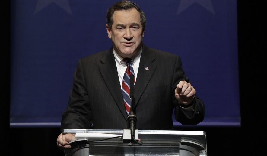 Democratic Sen. Joe Donnelly speaks during a U.S. Senate Debate against Republican former state Rep. Mike Braun and Libertarian Lucy Brenton, Tuesday, Oct. 30, 2018, in Indianapolis. (AP Photo/Darron Cummings, Pool) **FILE**