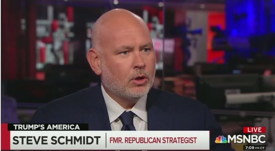 MSNBC contributor Steve Schmidt told an &quot;All In&quot; audience that conservative radio hosts like Rush Limbaugh and Mark Levin have &quot;blood on their hands&quot; when &quot;crazy people&quot; resort to violence. (Image: MSNBC screenshot)