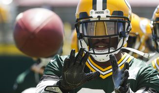 FILE - In this Wednesday, June 13, 2018 file photo, Green Bay Packers&#39; Ha Ha Clinton-Dix catches a ball during a practice session at their NFL minicamp in Green Bay, Wis. The Washington Redskins have acquired safety Ha Ha Clinton-Dix from the Green Bay Packers for a fourth-round draft pick, Tuesday, Oct. 30, 2018. (AP Photo/Morry Gash, File)