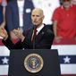 Florida Gov. Rick Scott gestures as he appears with President Donald Trump during a rally Wednesday, Oct. 31, 2018, in Estero, Fla. (AP Photo/Chris O&#39;Meara) ** FILE **