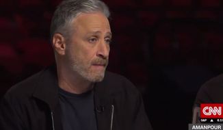 Comedian Jon Stewart discusses the Trump administration with CNN&#39;s Christiane Amanpour for an Oct. 30, 2018 interview. (Image: CNN screenshot)
