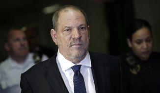 FILE - In this Oct. 11, 2018 file photo, Harvey Weinstein enters State Supreme Court in New York. Weinstein was accused in a civil court filing Wednesday, Oct. 31, of forcing a 16-year-old Polish model to touch his penis, subjecting her to years of harassment and emotional abuse and blocking her from a successful acting career as payback for refusing his advances. (AP Photo/Mark Lennihan, File)