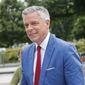 Jon Huntsman, U.S. ambassador to Russia, is seen arriving at the security check point entrance of the White House in Washington, Wednesday, May 30, 2018. (AP Photo/Pablo Martinez Monsivais)